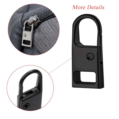 Urmspst Zipper Pull Replacement (Upgraded), 8 Pcs Detachable Zipper Pull Tabs for Boots Purse Coat Luggage Clothing Jackets Backpacks(2 Color Black, Silver) - Thumbnail 6