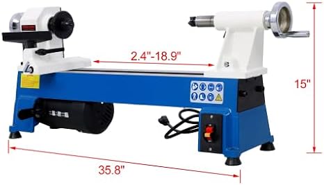 Wood Lathe - 10 x 18 Benchtop Wood Lathe Machine with 5 Variable Speeds 500/750/1150/1800/3200RPM | 1/2HP Multifunctional Power Wood Lathe Mini Wood Turning Lathe for Woodworking Woodturning