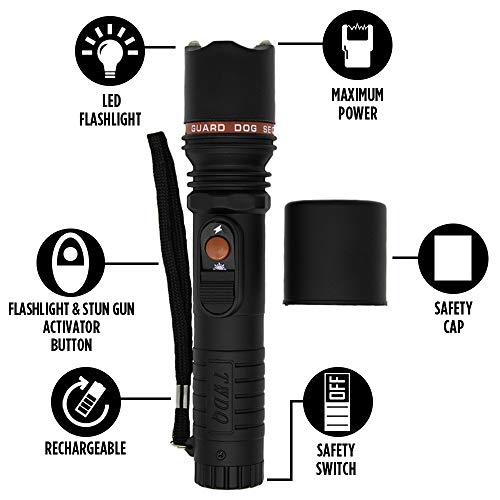 Guard Dog Security Inferno Compact Stun Gun Flashlight, Maximum Voltage, 4 Prongs, Holster Included, Rechargeable #TOP1