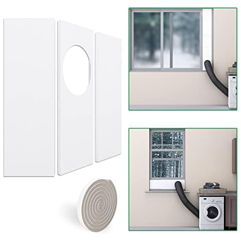 Forestchill Dryer Vent Window Kit for 4" Diameter Dryer Vent Hose, Adjustable Window Vent Kit with Insulated Foam Seal Strip, for Sliding Windows and Hung Windows Cover