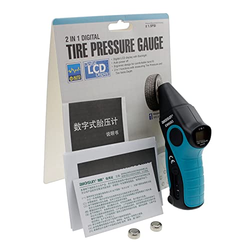Allosun Digital Tire Pressure Gauge 100 Psi 4 Settings For Car Truck Bicycle With Backlit Lcd And Non-Slip Grip, Blue(1 Pack) #TOP2