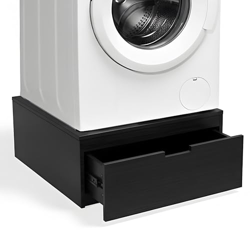 LYASIL Laundry Pedestal, Heavy Duty Wood Washer Dryer Pedestal, 27.5' Universal Washer and Dryer Stand, 500 LBS Capacity (Black)