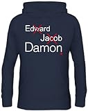  Shirtstreet, Vampire Damon, Vampir Vampire Herren Herren Kapuzen Sweatshirt Hoodie, Größe: 3XL,Navy