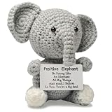Repnalm Positive Crochet Animals Elephant Gifts for Women, Graduation Gift for Her Him, Mom Gifts for Mothers Day, Crochet Emotional Inspirational Support, Decor for Home Office