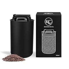 KC Kitchen & Co. Kaffeedose luftdicht für 1 kg Kaffeebohnen – Edelstahl Vorratsdose mit Vakuumdeckel & Aromaverschluss – Aufbewahrungsdose für Kaffee, Tee, Zucker, Müsli Schwarz Matt (2800 ml)