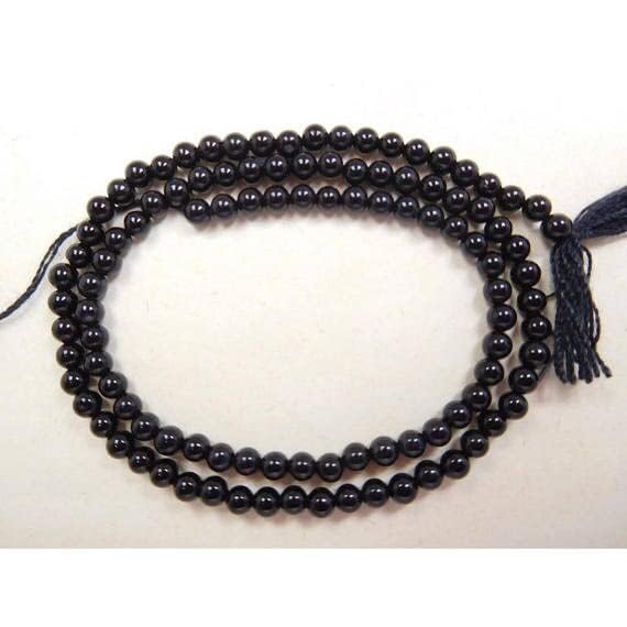 Pierre noire de qualité supérieure perles rondes lisses 3-3.5 mm - 3