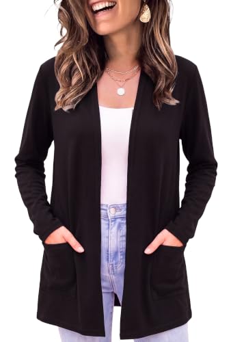 Image of Newchoice Womens Lightweight Long Sleeve Cardigans with Pockets Summer Casual Open Front Sweater Cardigan Duster