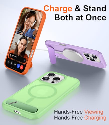 Image of Magnetic Compatible with iPhone 16 Pro Case, [Built-in Invisible Kickstand][Compatible with MagSafe] [Military Grade Shockproof] Slim Translucent Matte Phone Case for iPhone 16 Pro 6.3 inch
