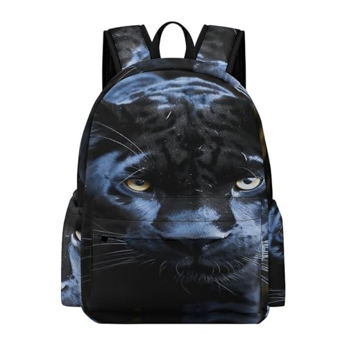 Panther With Blue Eyes Leisure Backpack Water-Resistant Pack Stylish Bag Lightweight Travel Backpack Suitable for Commuting Travel Mountaineering Outdoor Sports Unisex