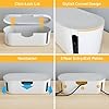 D-Line Cable Management Box, Power Strip Holder, Floor Outlet Hider, Desk Cord Organizer, Cover TV Wires, 12.75 (L) x 5 (W) x 4.5 (H), for use with Power Strips up to 10.5in Length - Small, White