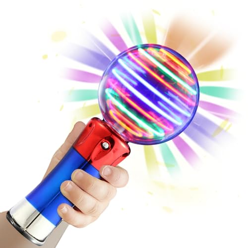 JiffyJolt LED Zauberstab Magic Ball Leuchtstab für Kinder 3-12 Jahre Spin Lichtstab Glow in the Dark Sensorik Spielzeug für Jungen Mädchen Party Gefälligkeiten Geburtstagsgeschenk