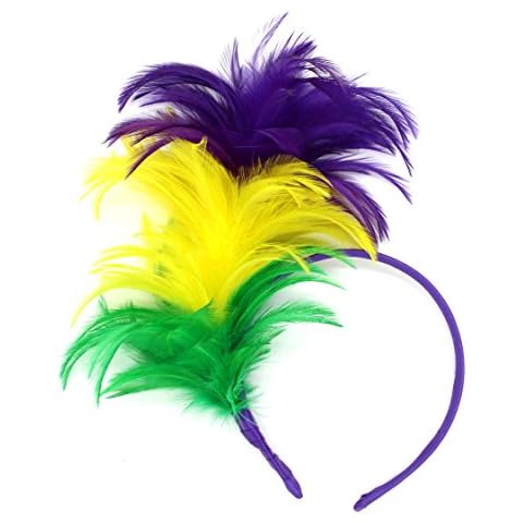 FELIZHOUSE 1920s Fascinator with Feathers Headband for Women Wedding Tea Party Headwear (Mardi Gras Purple) Cover