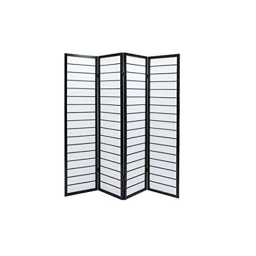 Paravento Giapponese In Legno Nero E Carta Di Riso Gibon - 2