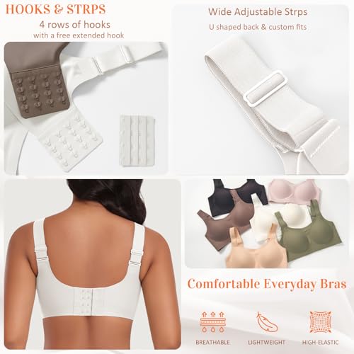 Image of Wireless Jelly Seamless Bras for Women No Underwire Tshirt Full Coverage Padded Bra Comfortable Everyday Bralettes