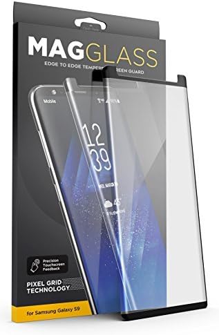 Samsung Galaxy S9 Tempered Glass Screen Protector - Curved MagGlass (SR90 Scratch-Proof/Shatterproof) Full Lens & Sensor Coverage Screen Guard (Includes Easy-on applicator)