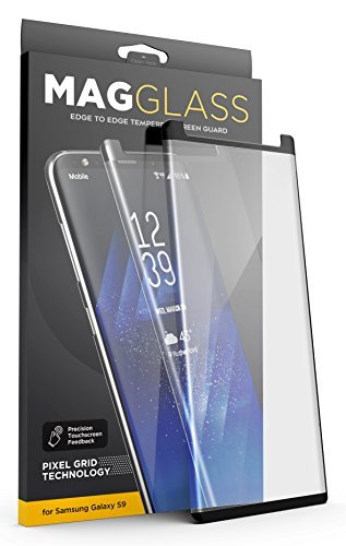 Samsung Galaxy S9 Tempered Glass Screen Protector - Curved MagGlass (SR90 Scratch-Proof/Shatterproof) Full Lens & Sensor Coverage Screen Guard (Includes Easy-on applicator)