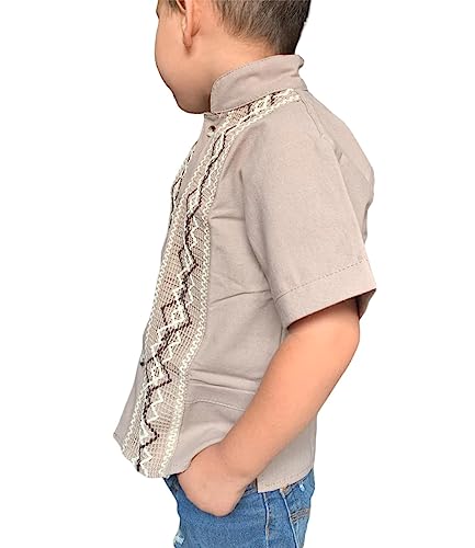 Cuban Guayabera Shirts for Boys Mexican Style Short Sleeve 100% Cotton Beach Button Down Shirts for Boys2