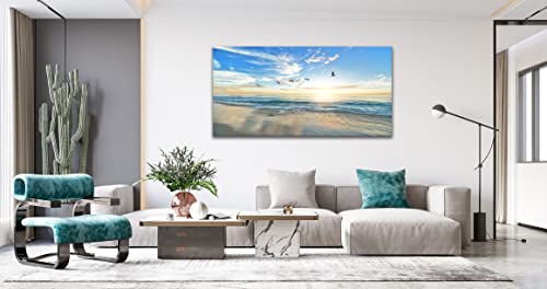 S02162 Wall Art Sunset Sea Water Natural Scenery Painting On Canvas Stretched And Framed Canvas Paintings Ready To Hang For Home Decorations Wall Decor #TOP2