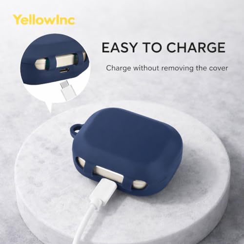 Image of Silicone Case Cover for Realme Buds Air 8 with Heavy Duty Carabiner & Earphone Cleaning Pen (Dark Grey)