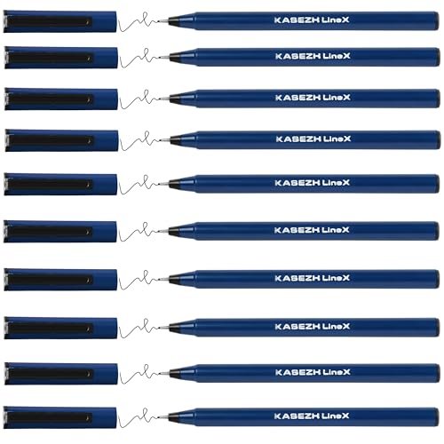 KASEZH Vibrant Black Fine Liner Pens (10 Pack) 0.6mm Tip Smudge-Proof Quick Dry Ink Precision Fine Tip Pens for Writing Drawing Journaling & Office Use