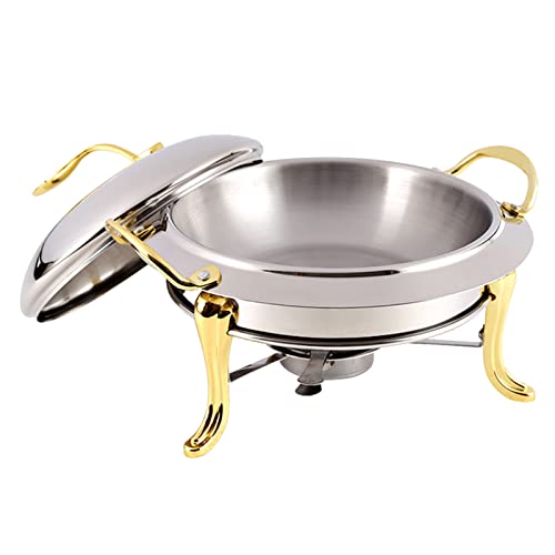 Ensemble de buffet rond en acier inoxydable argenté 22 cm avec couverts