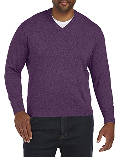 Harbor Bay by DXL Men's Big and Tall V-Neck Pullover Wineberry Heather 5XL