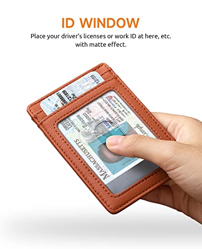 Image of Buffway Mens Slim Wallet, Minimalist Thin Front Pocket Leather Credit Card Holder with RFID Blocking for Work Travel | Minimalist