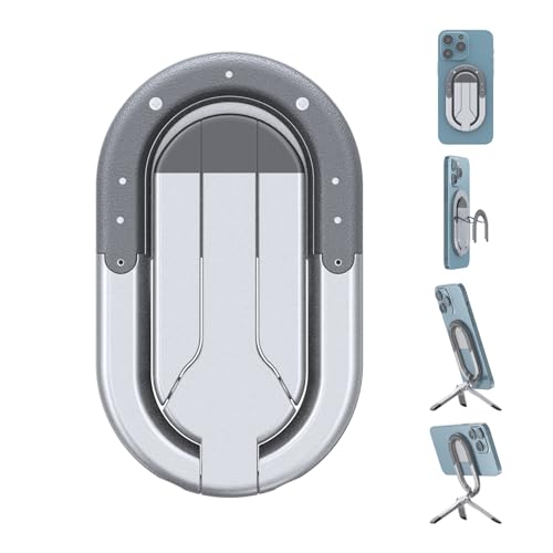 FUVALY Tripod for iPhone Phone Ring Holder Compatible with Car Mount Foldable Portable All in one Phone Stand - Silver