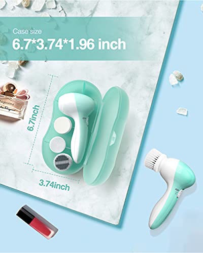 Touchbeauty Portable Facial Brush Set With Case & 3 Spin Brush Heads, 0.055Mm Deep Pores Cleansing Bristle, Soft Silicone Massager Brush Face Exfoliator Brushes, Mini Travel Size Battery Powered #TOP7