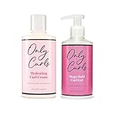 Only Curls Hydrating Curl Crème & Mega Hold Curl Gel Bundle, Curly Hair Products, Leave-in Styling Cream & Medium Hold Gel, Curl Enhancer & Frizz-Control Set, Soft & Defined Curls, Cast-Free, 250ml x2