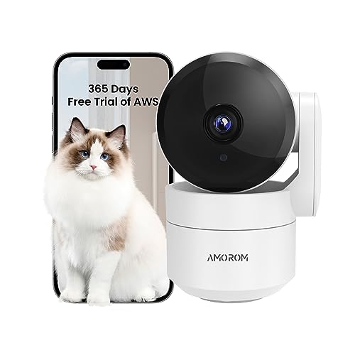 Home Security Camera Indoor Wireless, WiFi Pet Camera for Dog 360 Degree Monitor, Pan&Tilt, Privacy Mode, AWS&SD Card Storage, Motion Track, 2-Way Talk, Night Vision, Alexa&Google Home Supported