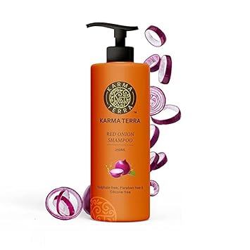 KARMA TERRA Professional Red Onion Shampoo for Hair Growth and Hair Fall Control - With Red Onion Seed Oil Extract, Black Seed Oil Chemical Free- 250ml