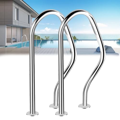 Rampes en acier inoxydable pour piscines avec plaques de support et finitions miroirs