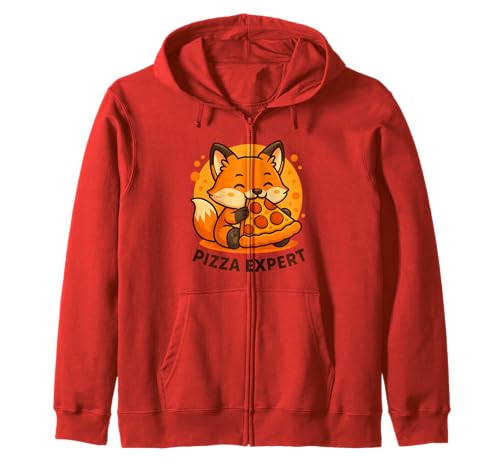 Carino Cartoon Fox Pizza Expert Kawaii Cibo Pizza Amante Felpa con Cappuccio