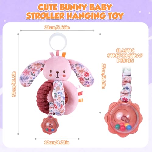 Image of SNOWIE SOFT Stroller Pendant Cradle Hanging Toys for Babies 0-6 Months, Soft Plush Caterpillar Crib Toys Pink Interactive Cartoon Stuffed Crib Ornament Early Educational Activity Babies Sensory Toy
