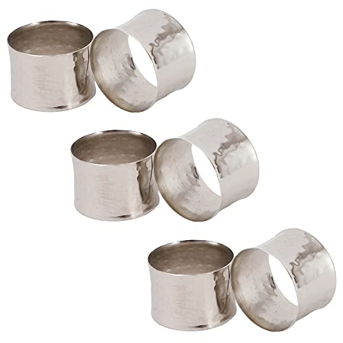 ITOS365 Handmade Round Hammered Silver Napkin Rings Holder for Dinning