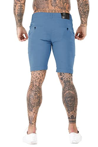 Gingtto Mens Slim Fit Shorts 9" Inseam Stretch Chino Short Pants (32, Blue) #TOP2