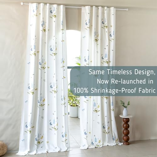 Image of Tranquebar Curtain Co. Window Curtains 5 Feet - Cotton, Room Darkening, Set of 2, BackTab, Blue Butterfly & Floral Print, Titli, Bedroom, Living Room, Kids Room