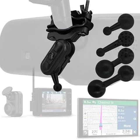 iSaddle for Garmin Dash Cam Mount Car Rearview Mirror Handle Bar Holder for Garmin Dash Cam Mini 30 35 45 46 55 56 65W 66W 67W X110 X210 X310/Speak Plus & for Garmin 17mm GPS Mount (4 Ball Head) Cover