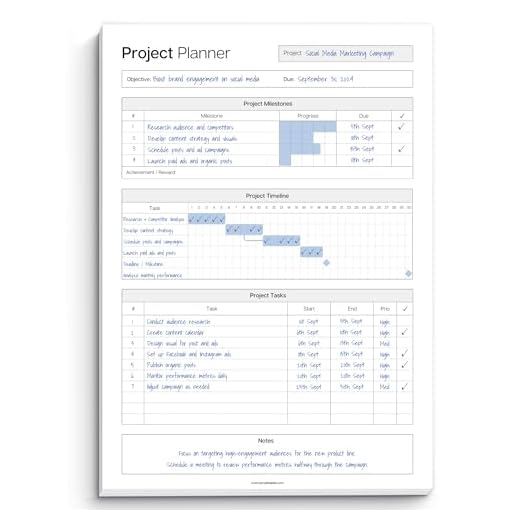 Project Planner Notepad - Project Management Organizer Desk Pad - Manage Project Tasks and Meeting Deadlines Effectively - 50 Sheets of Premium 120gsm Paper | Management | A4 Mono
