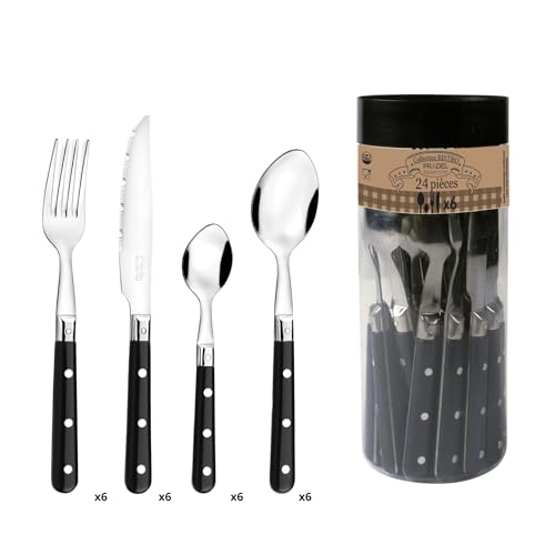Pradel Essentiel Bistro-Club Besteckset 24-teilig Schwarz