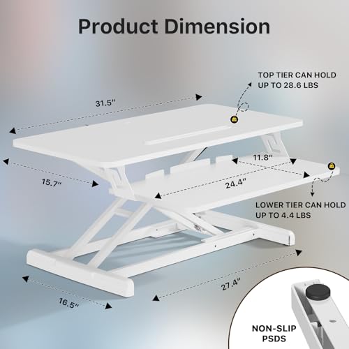 Image of JOY worker 32 inch Standing Desk Converter, Height Adjustable Stand Up Riser