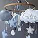 Hot Air Balloon Baby Mobile Boy - Personalized Crib Mobile with Stars and Clouds – Custom Name Baby Boy Gift – Nursery Decor for Boy - Felt Handmade Hanging Mobile