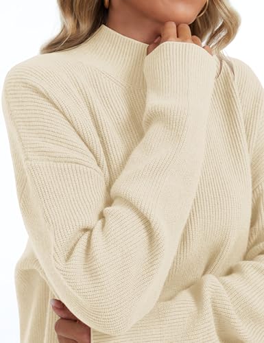 YUCOLEN Women's Oversized Sweaters Turtleneck 2025 Fall Outfits Trendy Drop Shoulder Knit Side Slit Pullover Sweater Tops4