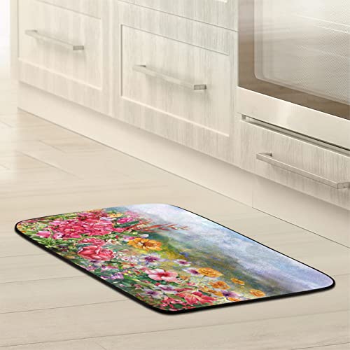 Pardick Kitchen Mat Flower Rose Kitchen Floor Mat Cushioned Anti-Fatigue Kitchen Rug Spring Floral Non-Slip Kitchen Rugs And Mats Comfort Mat For Kitchen, Floor Home, Office, Sink, Laundry #TOP3