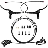 AEYINO E-Bike Hydraulik-Scheibenbremsensatz – 2/4 Kolben, elektrisch abschaltbar, Links vorne 1100 mm, rechts hinten 1800 mm, Hebel aus Aluminiumlegierung für Roller/MTB-Mountainbike