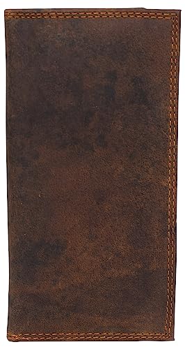 Premium Vintage Leather RFID Blocking Slim Checkbook Cover Wallet (Brown)
