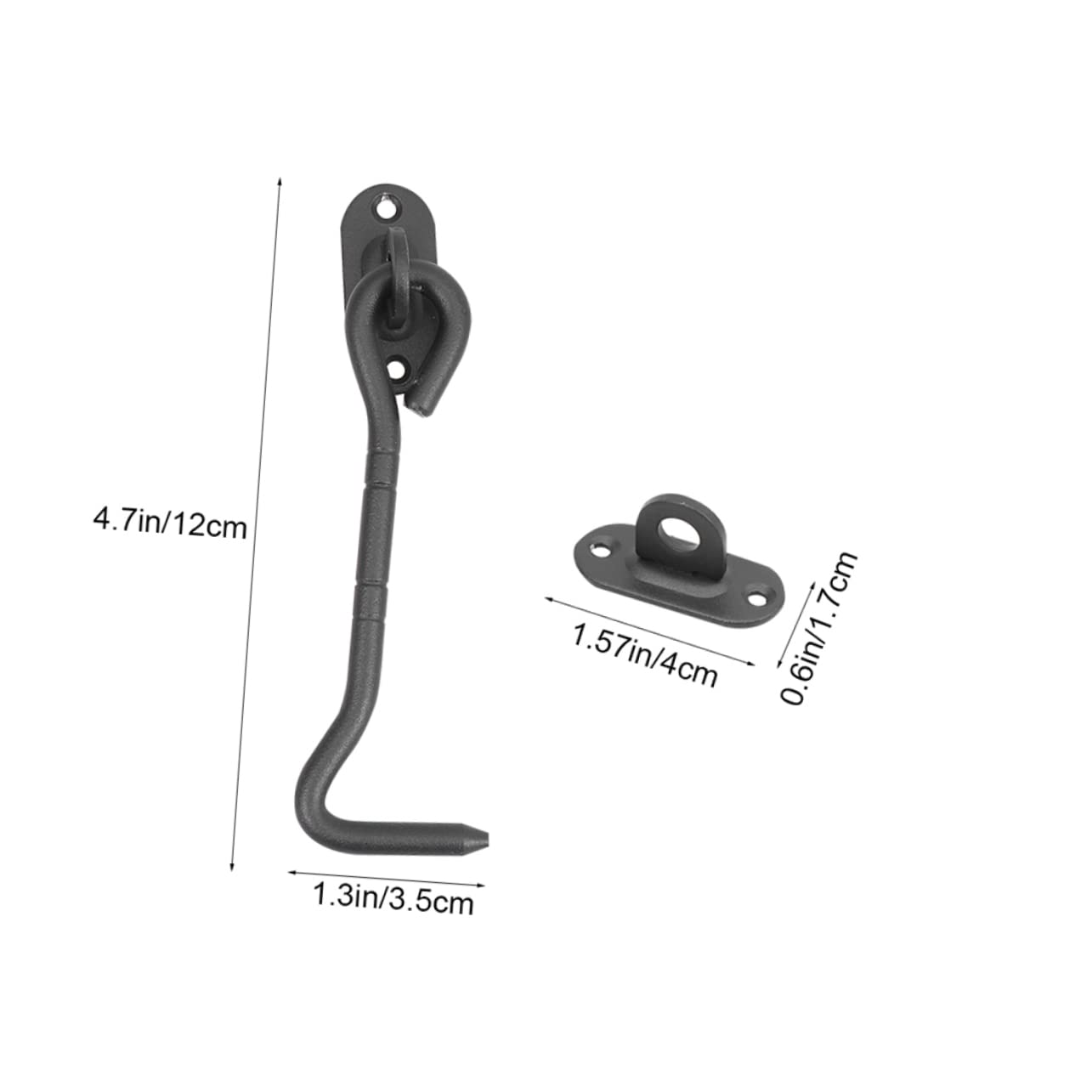 NULYLU 4 Pack Barn Door Latch Stainless Steel Door Hooks Garage Cabinet Locks Easy Install Black