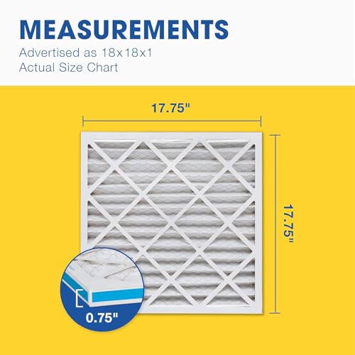 Aerostar 18x18x1 MERV 6 Air Filter, 6 Count, ACTUAL SIZE (17.50 x 17.50 x 0.75), HVAC, Air Conditioning & Furnace Filter for Dust, Lint & Pollen Control (MPR 300 / FPR 3), Made in USA