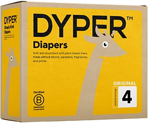 DYPER Viscose from Bamboo Baby Diapers Size 4 | Honest Ingredients | Cloth Alternative | Day & Overnight | Made with Plant-Based* Materials | Hypoallergenic for Sensitive Skin, Unscented